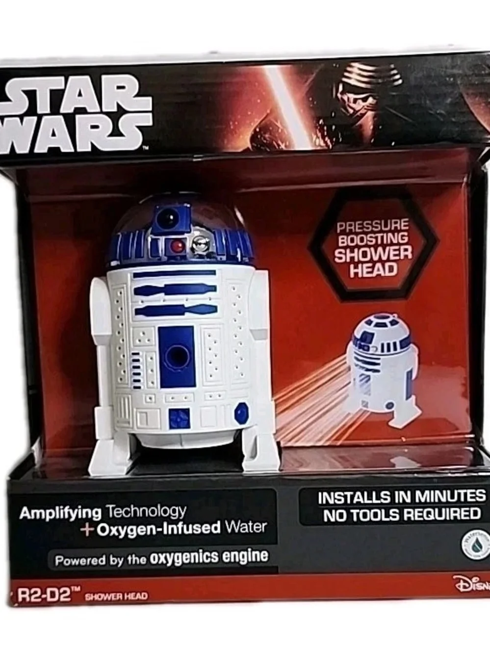STAR WARS R2-D2 Shower Head No Tools Amplifying Technology Oxygen-Infused Water